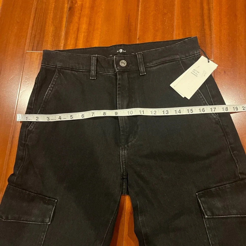 7 For All Mankind Cargo Logan Colide Jeans Denim Washed Black Wide Leg New Sz 26